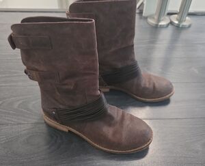 Eileen Fisher Brown Suede Ankle Boots